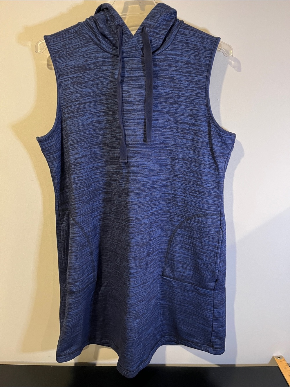 Talbots Heathered Navy Sleeveless Hooded Dress